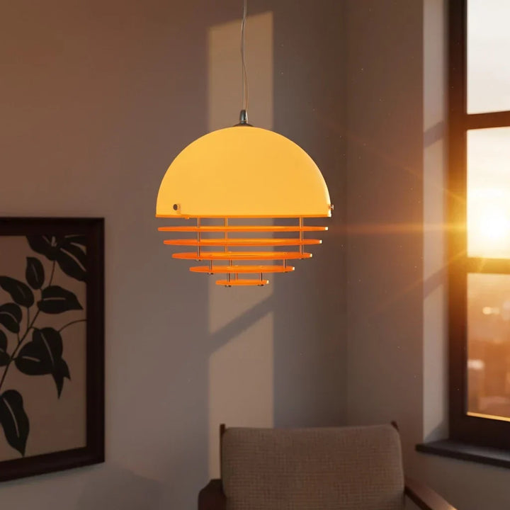 Pendant Light Glass Dome 12 in White Orange Klein Blue Dining Room Living Area Ambient Lighting Artistic Modern | Kalsten