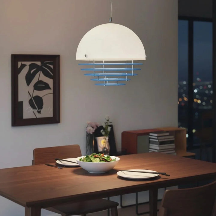 Pendant Light Glass Dome 12 in White Orange Klein Blue Dining Room Living Area Ambient Lighting Artistic Modern | Kalsten