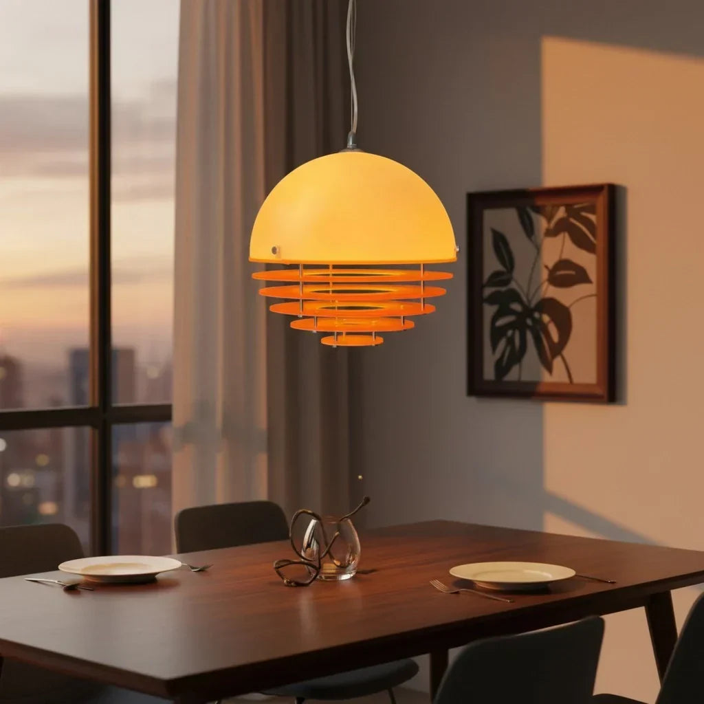 Pendant Light Glass Dome 12 in White Orange Klein Blue Dining Room Living Area Ambient Lighting Artistic Modern | Kalsten