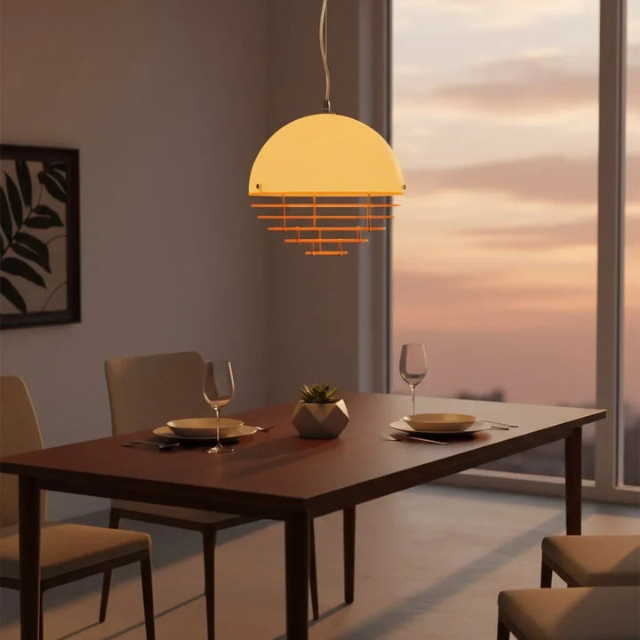 Pendant Light Glass Dome 12 in White Orange Klein Blue Dining Room Living Area Ambient Lighting Artistic Modern | Kalsten