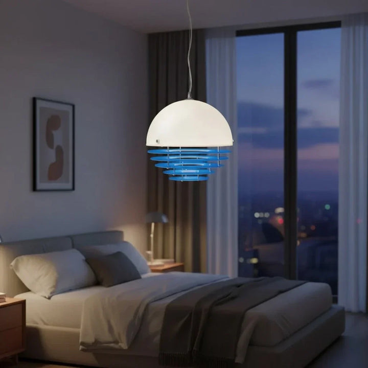 Pendant Light Glass Dome 12 in White Orange Klein Blue Dining Room Living Area Ambient Lighting Artistic Modern | Kalsten