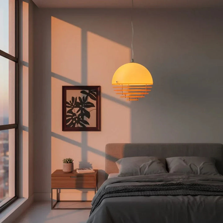 Pendant Light Glass Dome 12 in White Orange Klein Blue Dining Room Living Area Ambient Lighting Artistic Modern | Kalsten
