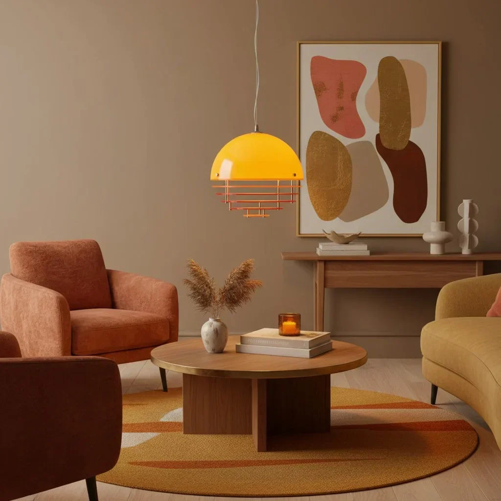 Pendant Light Glass Dome 12 in White Orange Klein Blue Dining Room Living Area Ambient Lighting Artistic Modern | Kalsten