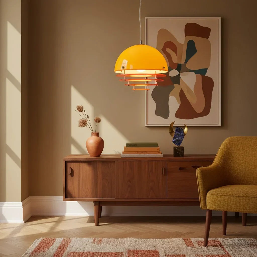 Pendant Light Glass Dome 12 in White Orange Klein Blue Dining Room Living Area Ambient Lighting Artistic Modern | Kalsten
