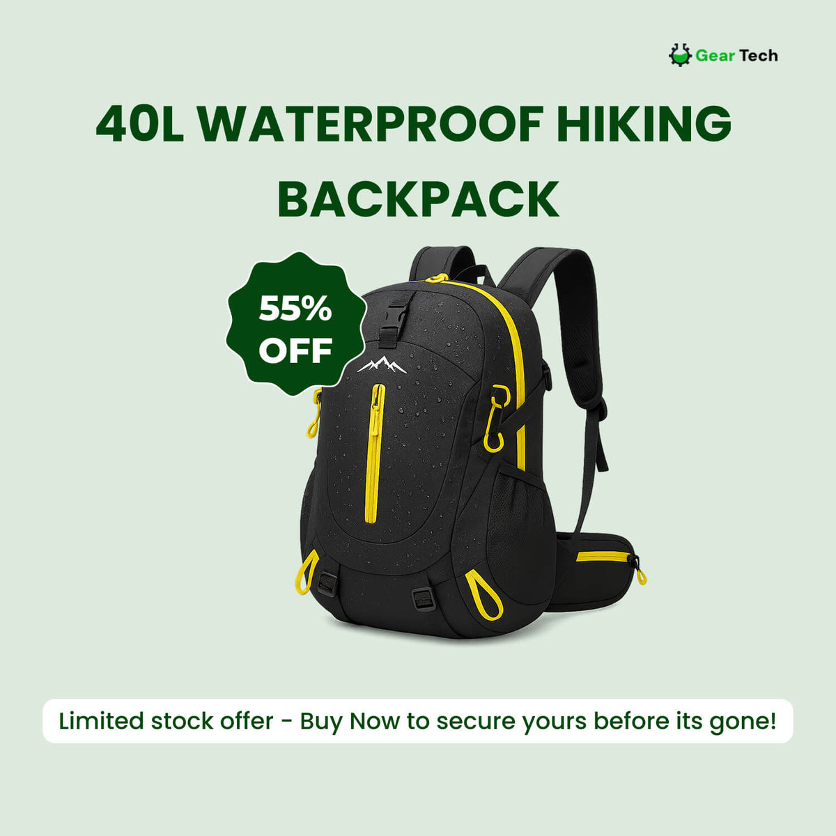 Skanto | 40L Waterproof Hiking Backpack with Multiple Compartments for Outdoor Adventures and Travel