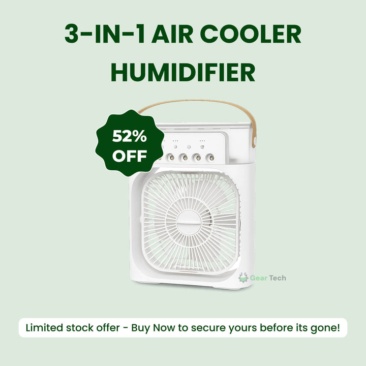 3-in-1 Air Cooler Humidifier | Portable, Adjustable Fan Speeds & Ideal for Bedrooms, Offices & Small Spaces | Kalsten