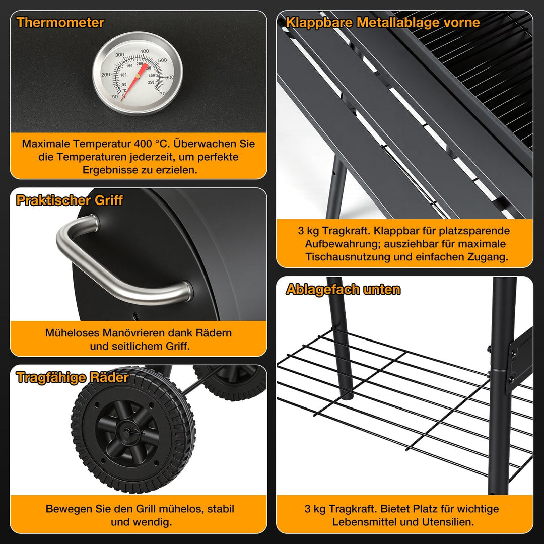 Offset Smoker Charcoal Grill with Side Firebox BBQ | Kalsten