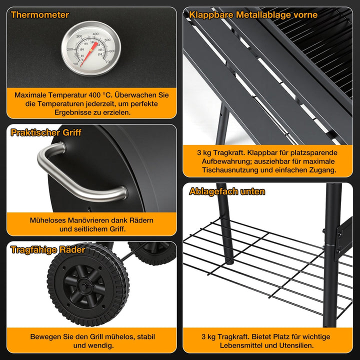 Offset Smoker Charcoal Grill with Side Firebox BBQ | Kalsten