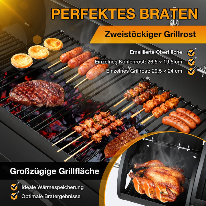 Offset Smoker Charcoal Grill with Side Firebox BBQ | Kalsten