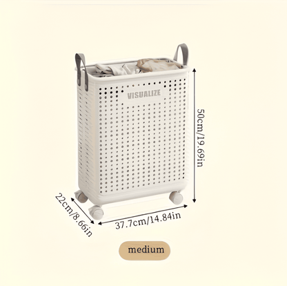 RollEase Collapsible Laundry Basket – With Wheels, Compact & Durable for Easy Transport | Skanto