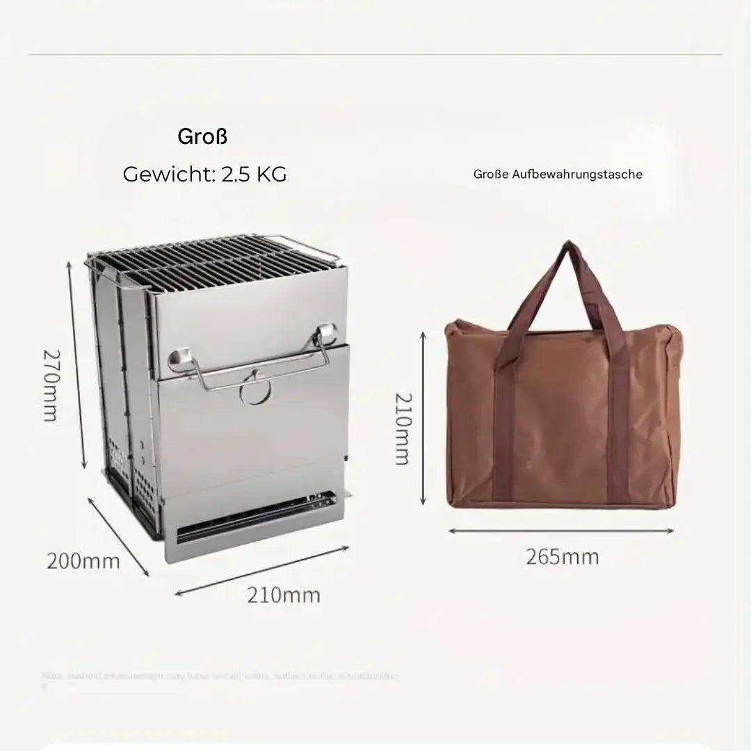 VuurKracht Compact – Foldable Stainless Steel Wood Stove for Outdoor Activities | Kalsten