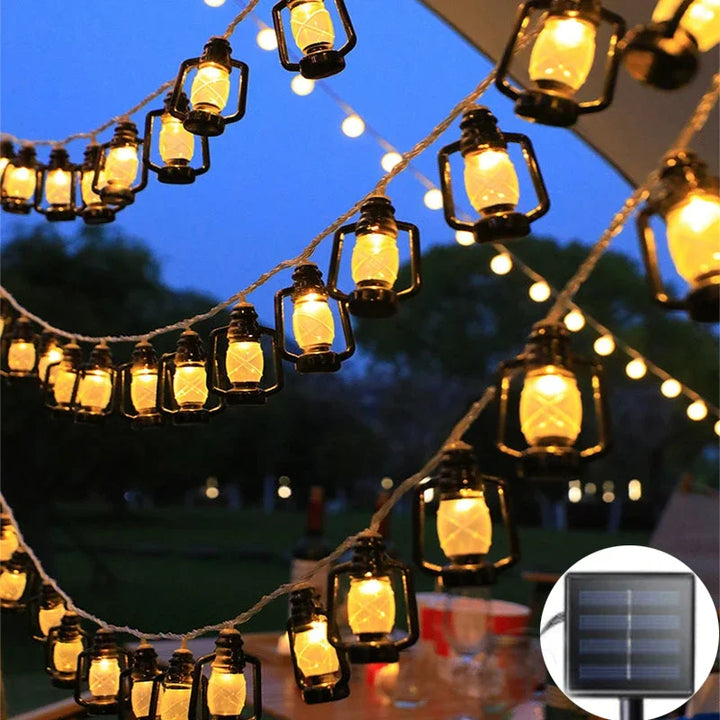 Solar-powered LED string lights with flame effect – Decorative outdoor lighting for garden and terrace | Kalsten