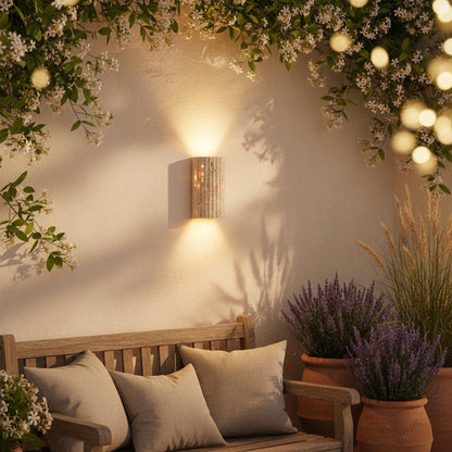 Travara Yellow Travertine Outdoor Wall Lamp