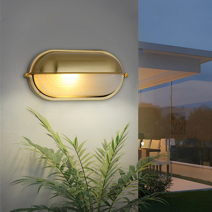 Round Oval Cast Aluminum Glass Waterproof Retro Industrial Wall Lamp | Kalsten