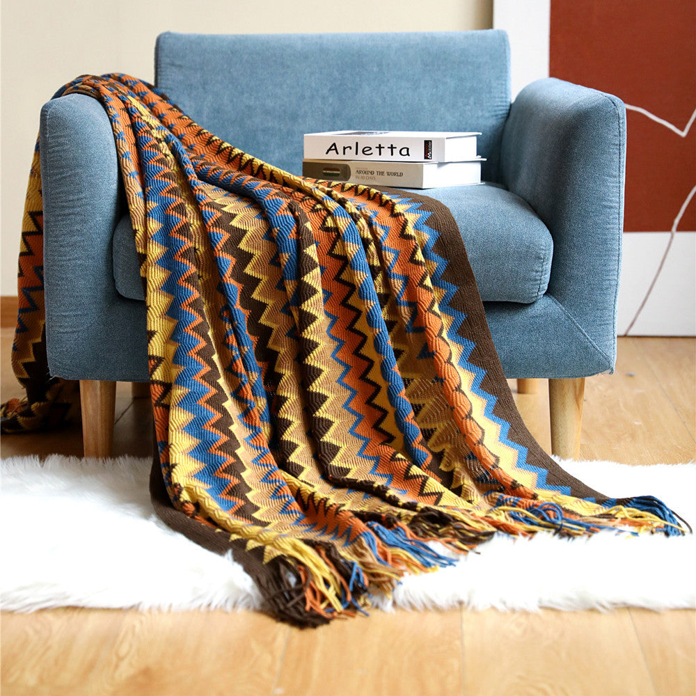 Boho Chevron Duvet Cover – Handwoven – With Fringes – Warm Earth Tones | Kalsten