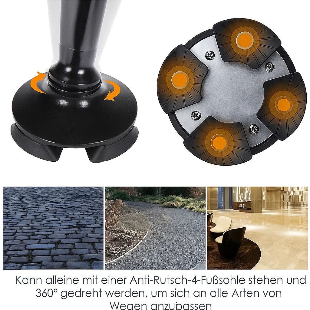 Kalsten | Foldable Walking Cane with LED Light | Height Adjustable | Anti-Slip Base | Alarm Function | Lightweight Aluminum