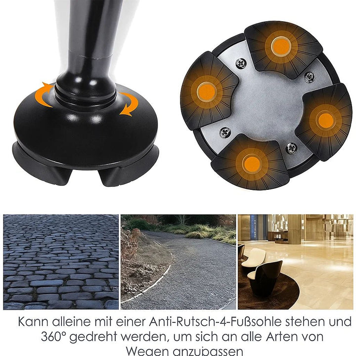 Kalsten | Foldable Walking Cane with LED Light | Height Adjustable | Anti-Slip Base | Alarm Function | Lightweight Aluminum
