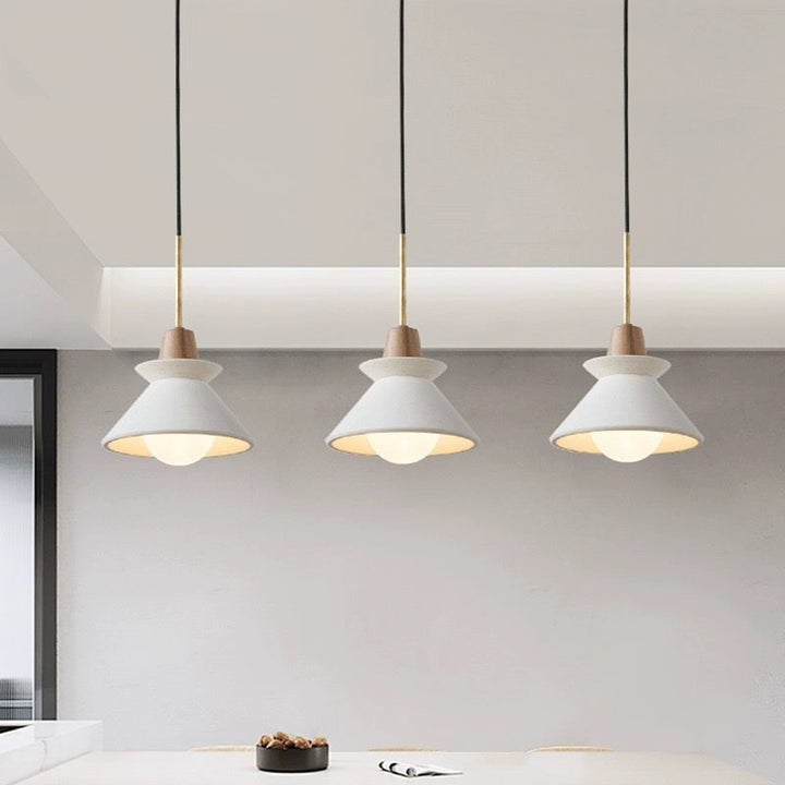 Modern White Concrete Cone Pendant Light | Kalsten