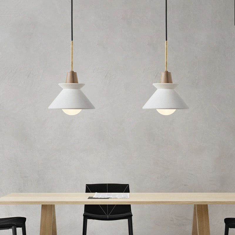 Modern White Concrete Cone Pendant Light | Kalsten