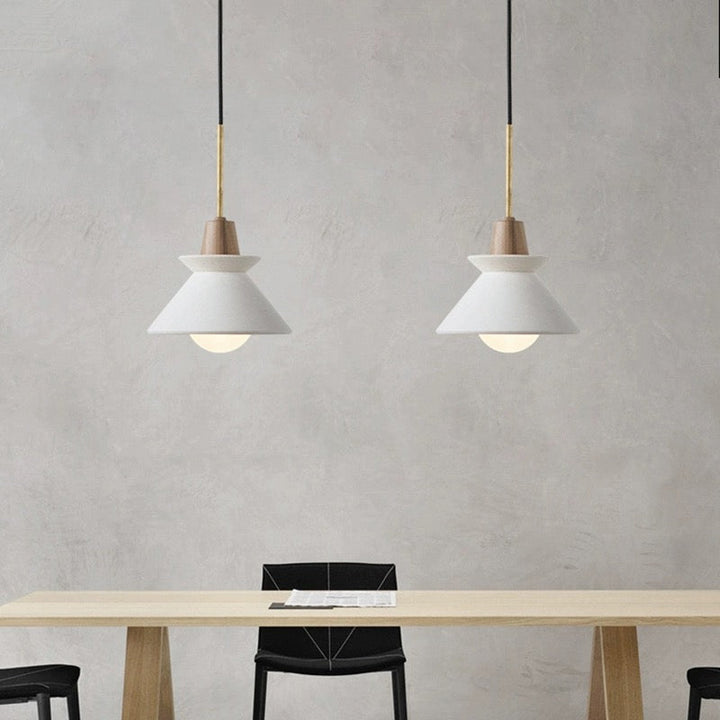 Modern White Concrete Cone Pendant Light | Kalsten