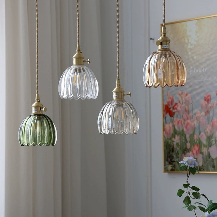 Mid-Century Flower Shade Clear Pendant Light | Kalsten