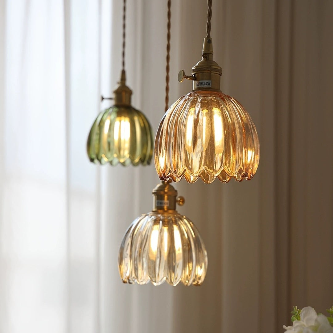 Mid-Century Flower Shade Clear Pendant Light | Kalsten