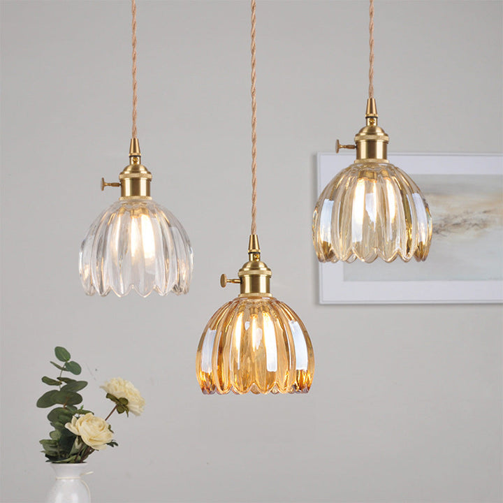 Mid-Century Flower Shade Clear Pendant Light | Kalsten