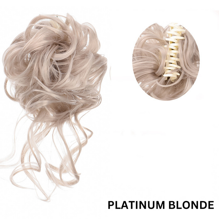 Messy Bun Hair Wavy Curly with Claw Clip Super Natural Look Kalsten