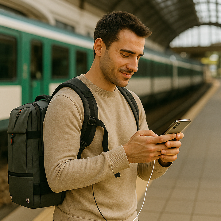 Packlite Slim – Waterproof compression backpack with USB connection for hand luggage | Kalsten