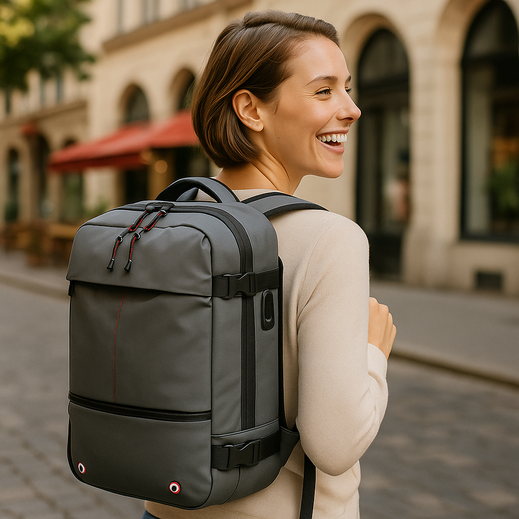 Packlite Slim – Waterproof compression backpack with USB connection for hand luggage | Kalsten