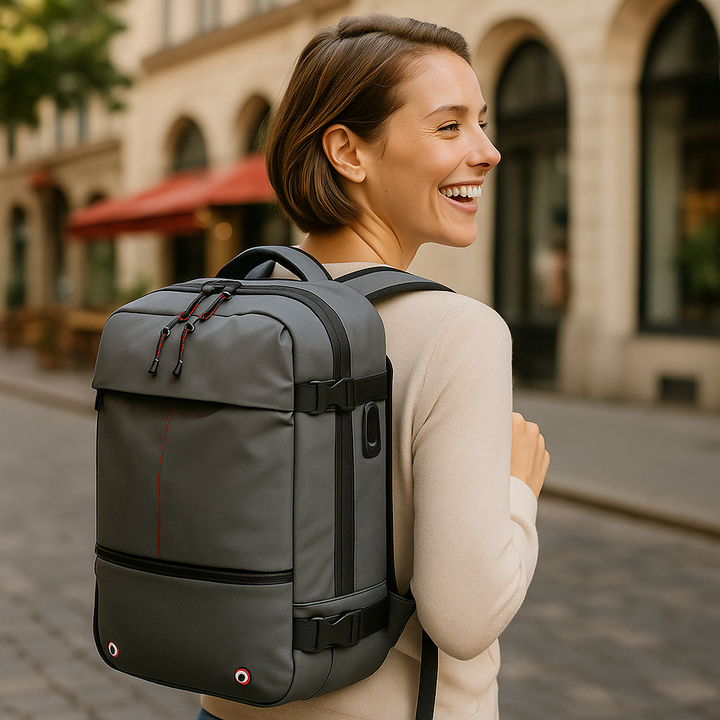 Packlite Slim – Waterproof compression backpack with USB connection for hand luggage | Kalsten