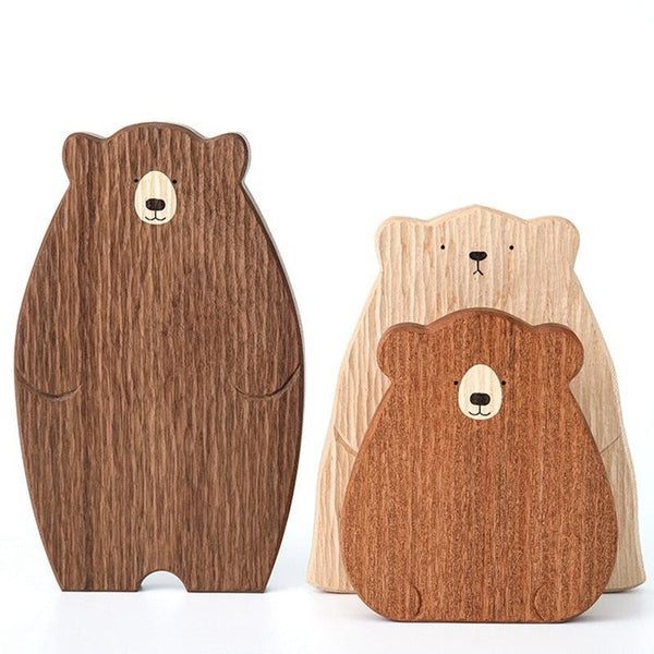Papa Baby Mama Bear Wooden Serving Plate Cutting Board | Kalsten