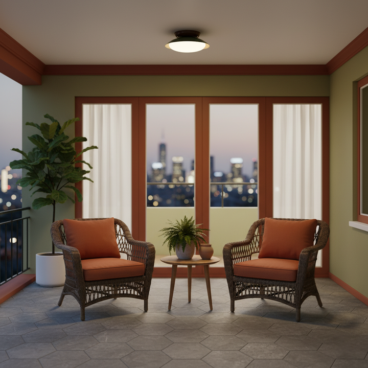 Ceiling Light Metal Dome 9.8 in LED Green Brown Bathroom Kitchen Flush Mount Fixture | Kalsten