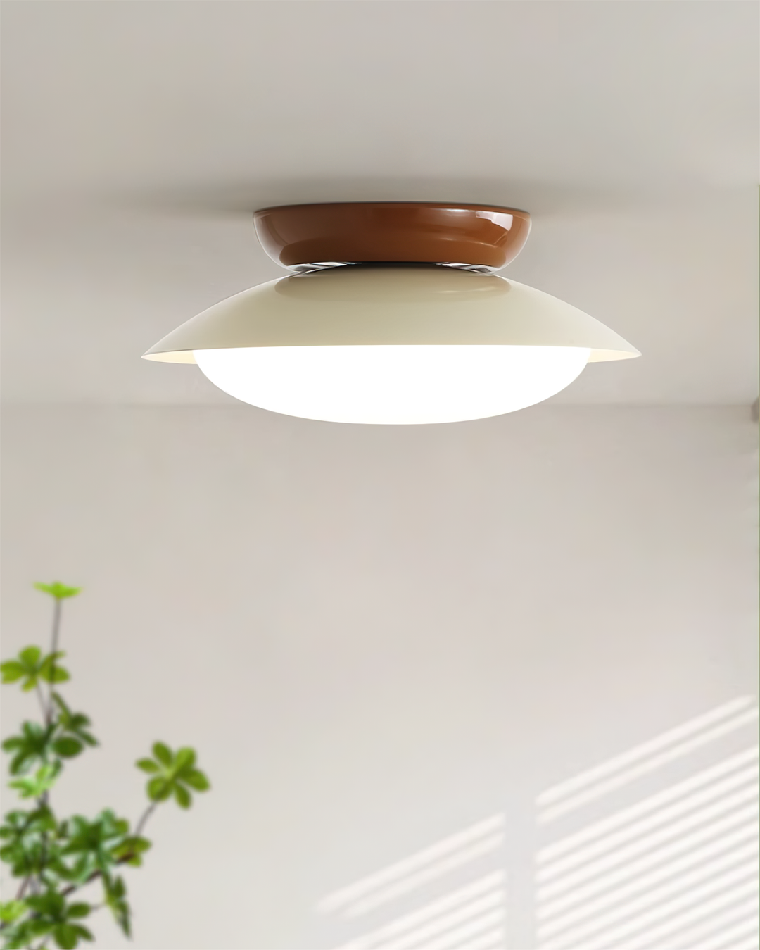 Ceiling Light Metal Dome 9.8 in LED Green Brown Bathroom Kitchen Flush Mount Fixture | Kalsten