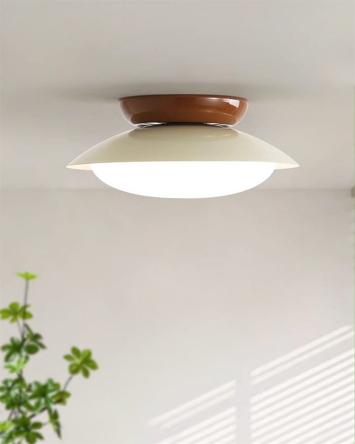 Ceiling Light Metal Dome 9.8 in LED Green Brown Bathroom Kitchen Flush Mount Fixture | Kalsten