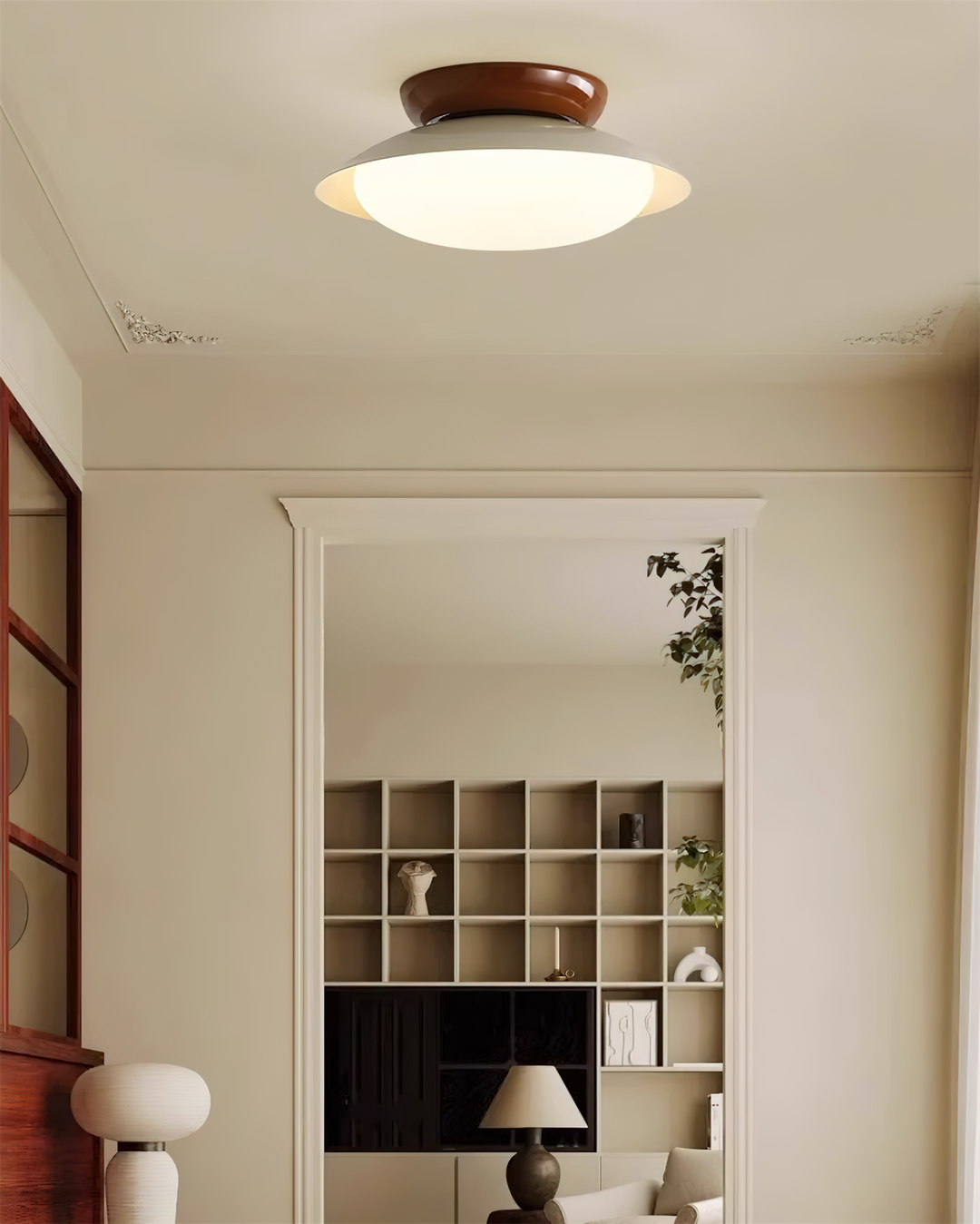 Ceiling Light Metal Dome 9.8 in LED Green Brown Bathroom Kitchen Flush Mount Fixture | Kalsten