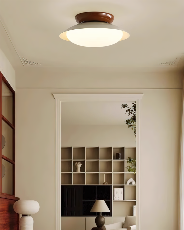 Ceiling Light Metal Dome 9.8 in LED Green Brown Bathroom Kitchen Flush Mount Fixture | Kalsten