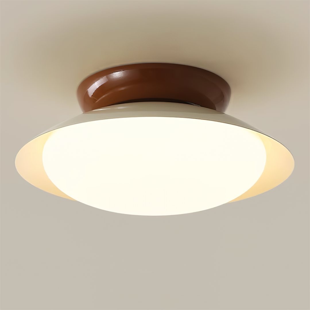 Ceiling Light Metal Dome 9.8 in LED Green Brown Bathroom Kitchen Flush Mount Fixture | Kalsten