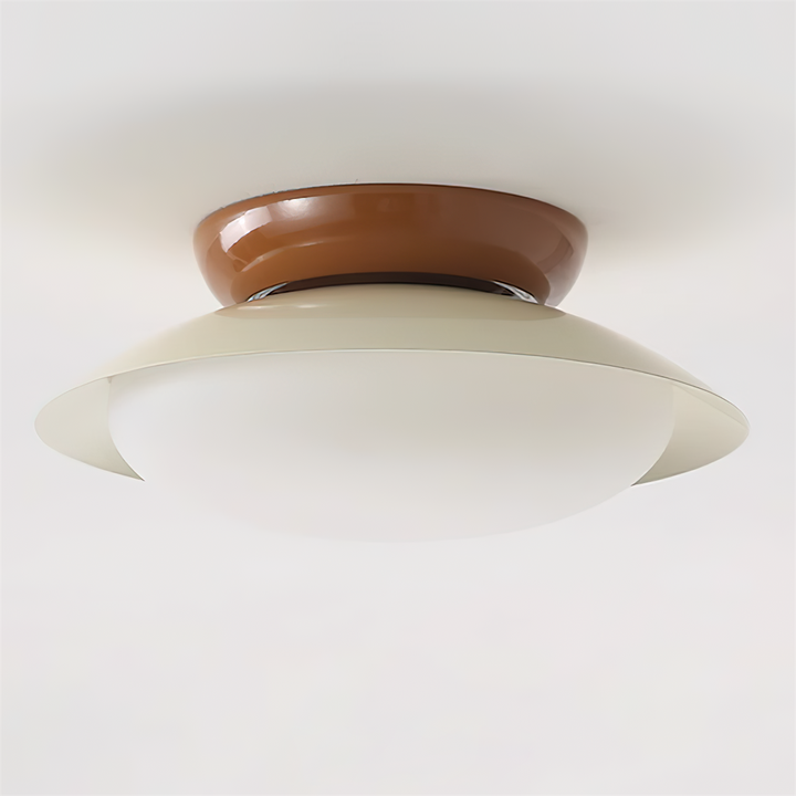 Ceiling Light Metal Dome 9.8 in LED Green Brown Bathroom Kitchen Flush Mount Fixture | Kalsten