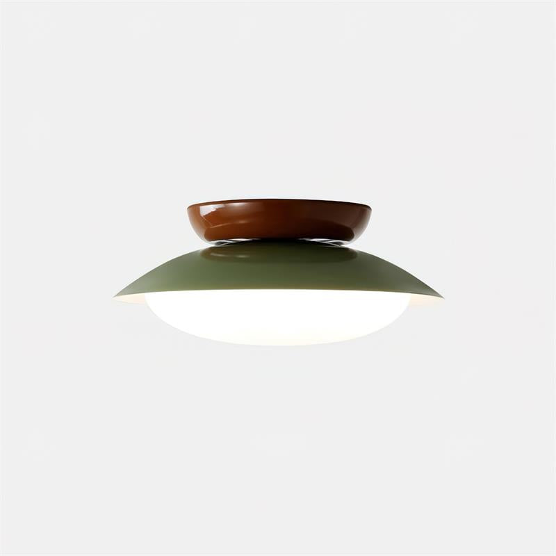 Ceiling Light Metal Dome 9.8 in LED Green Brown Bathroom Kitchen Flush Mount Fixture | Kalsten