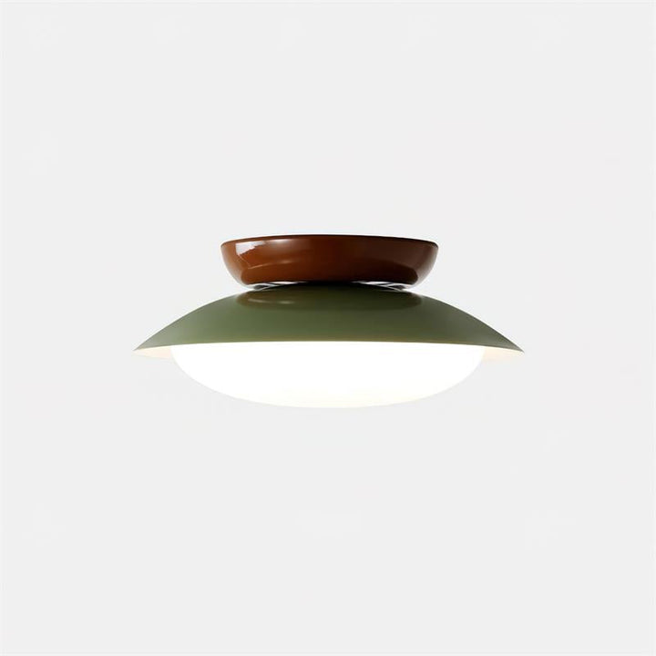Ceiling Light Metal Dome 9.8 in LED Green Brown Bathroom Kitchen Flush Mount Fixture | Kalsten