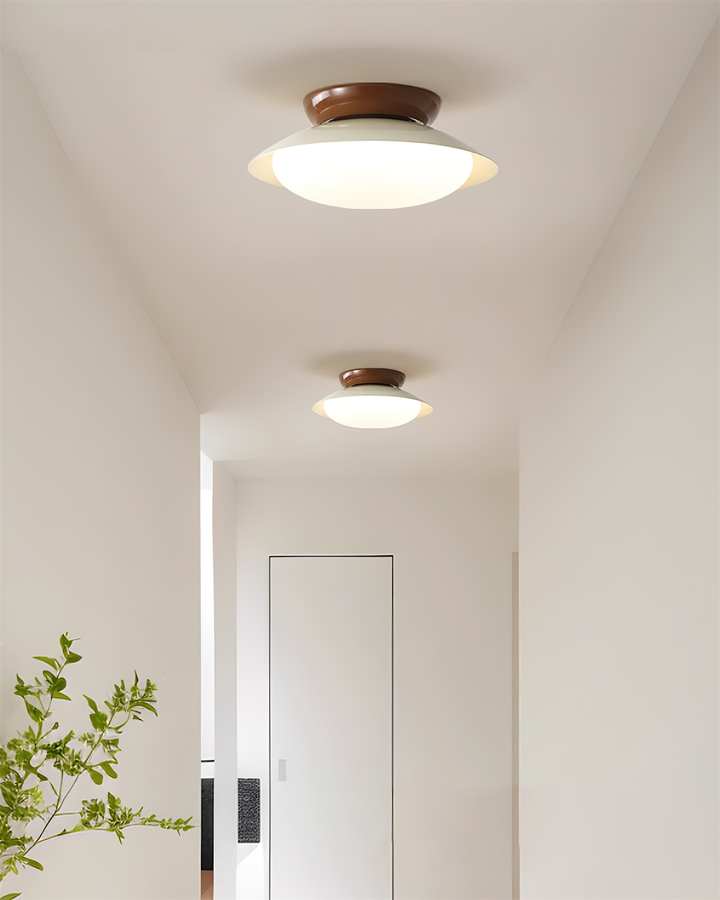 Ceiling Light Metal Dome 9.8 in LED Green Brown Bathroom Kitchen Flush Mount Fixture | Kalsten