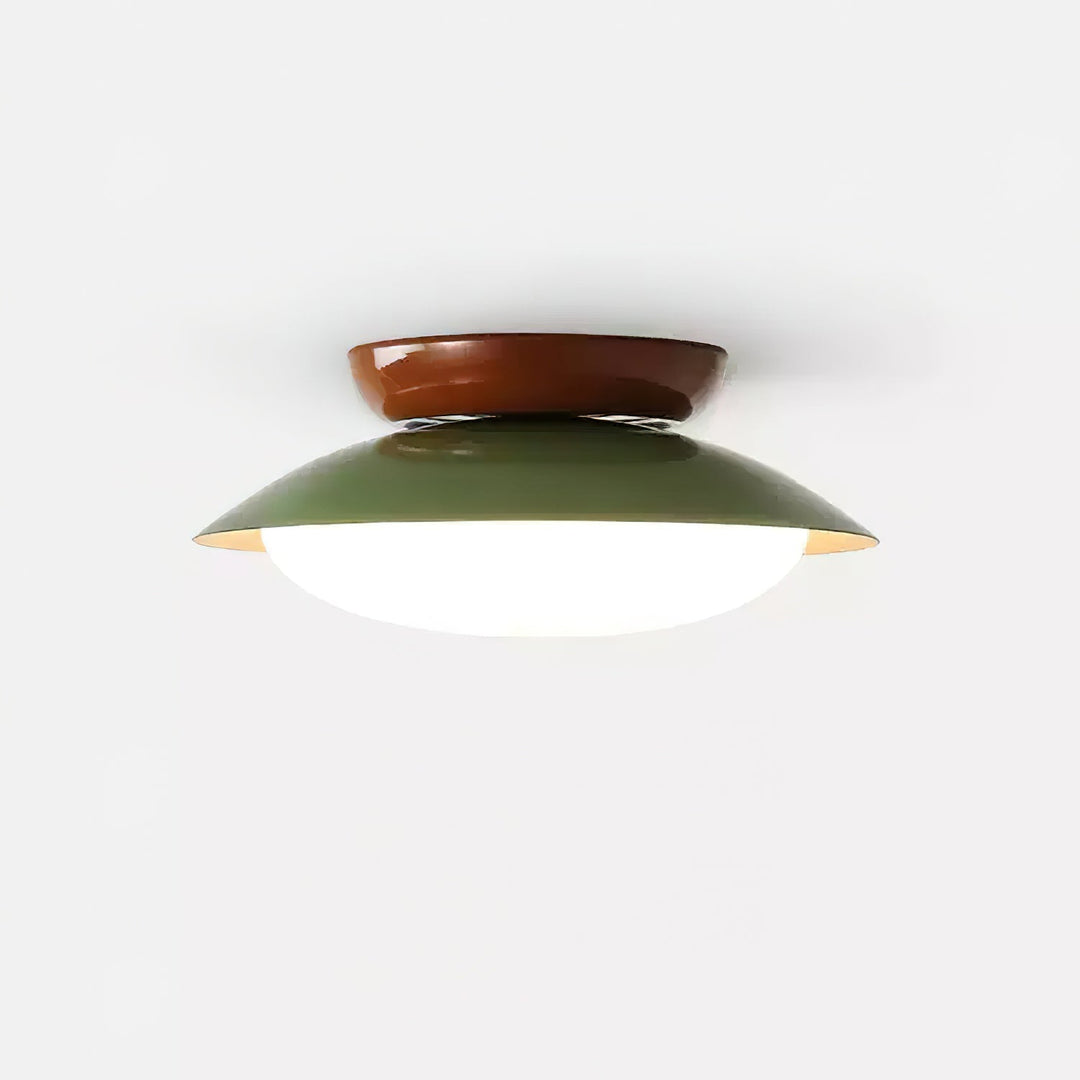 Ceiling Light Metal Dome 9.8 in LED Green Brown Bathroom Kitchen Flush Mount Fixture | Kalsten