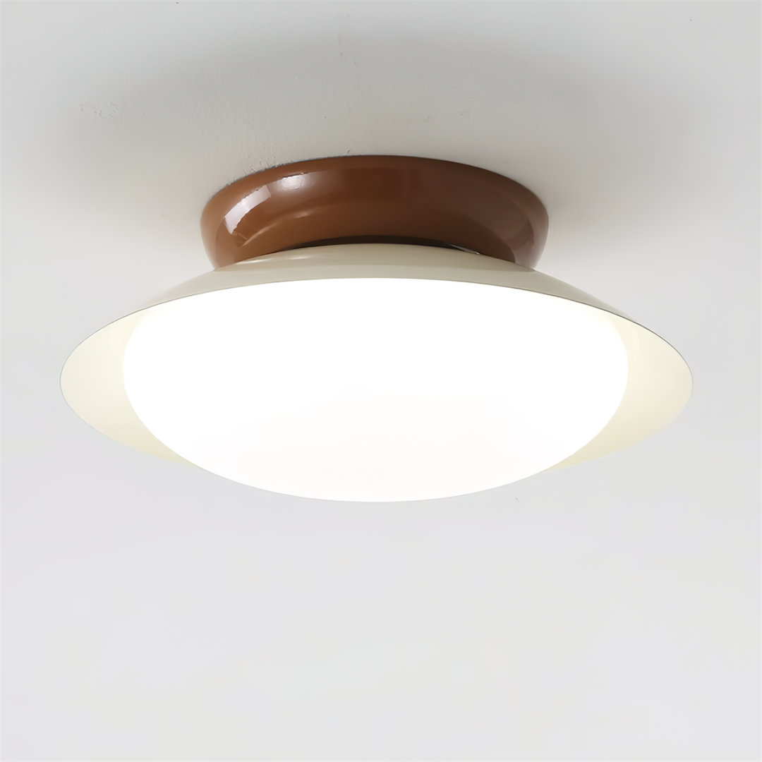Ceiling Light Metal Dome 9.8 in LED Green Brown Bathroom Kitchen Flush Mount Fixture | Kalsten