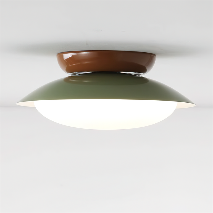 Ceiling Light Metal Dome 9.8 in LED Green Brown Bathroom Kitchen Flush Mount Fixture | Kalsten
