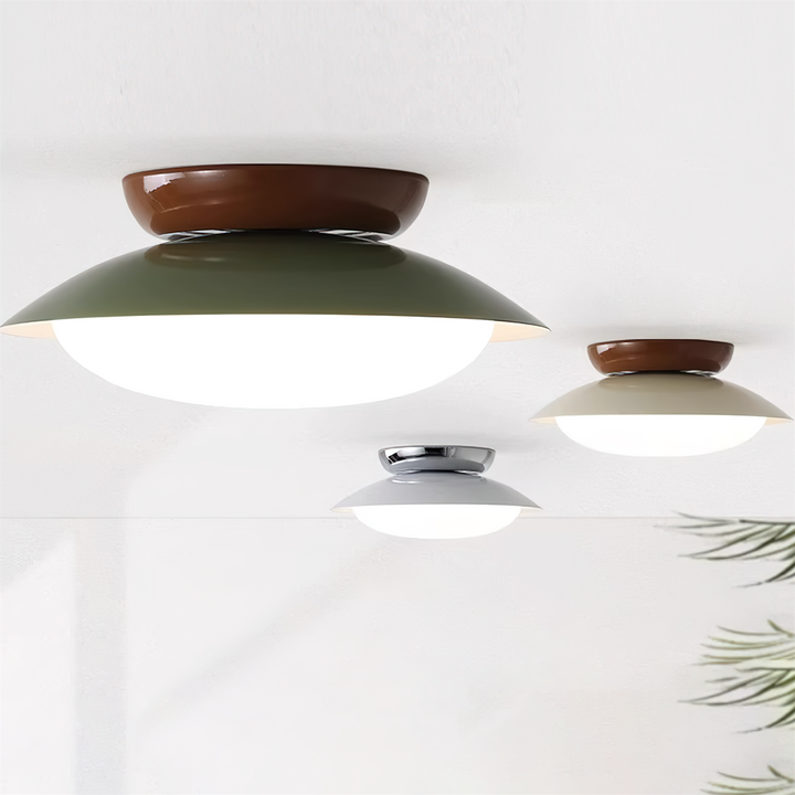 Ceiling Light Metal Dome 9.8 in LED Green Brown Bathroom Kitchen Flush Mount Fixture | Kalsten
