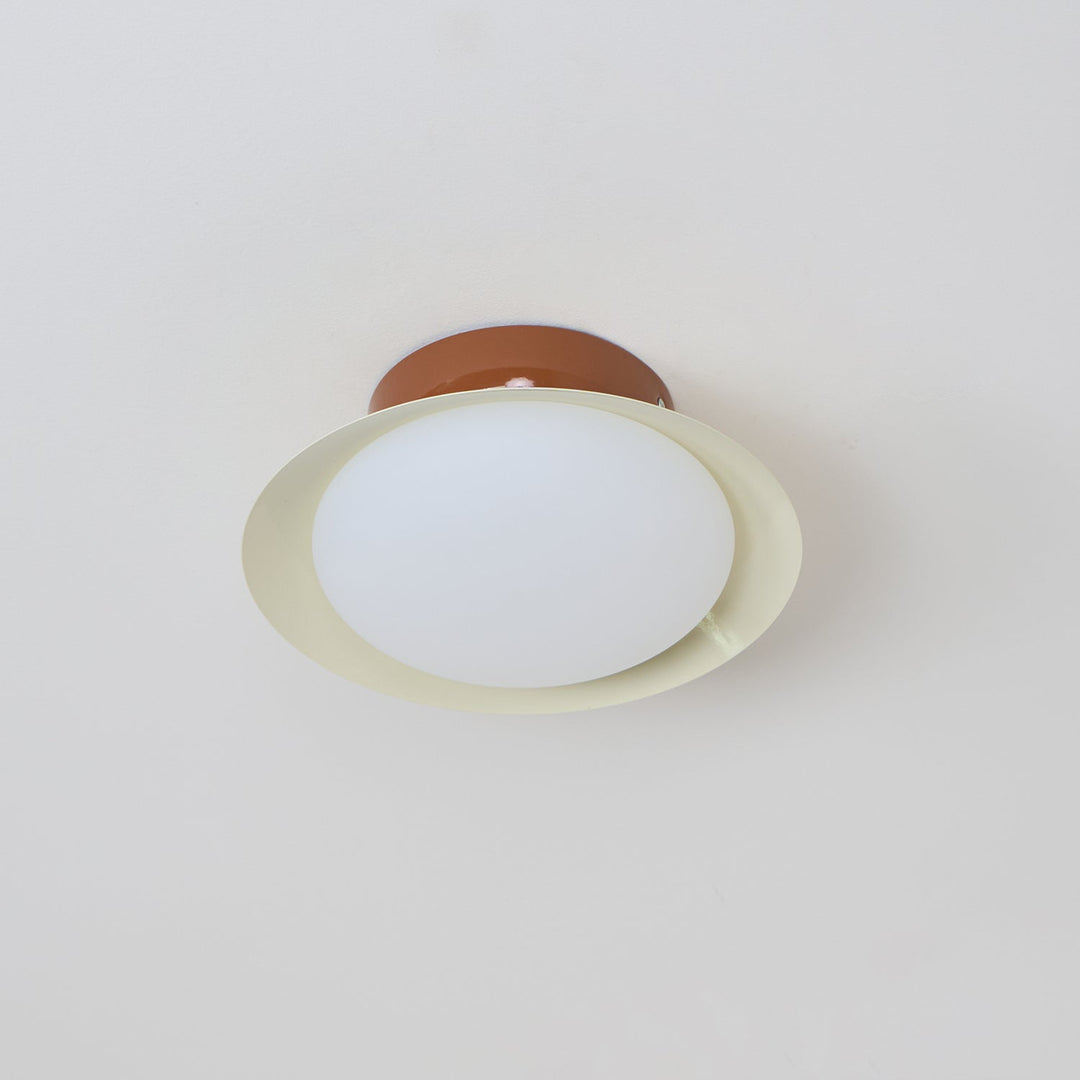 Ceiling Light Metal Dome 9.8 in LED Green Brown Bathroom Kitchen Flush Mount Fixture | Kalsten