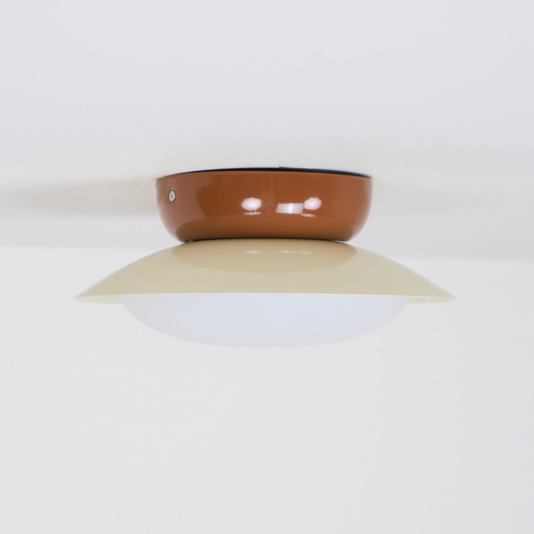 Ceiling Light Metal Dome 9.8 in LED Green Brown Bathroom Kitchen Flush Mount Fixture | Kalsten