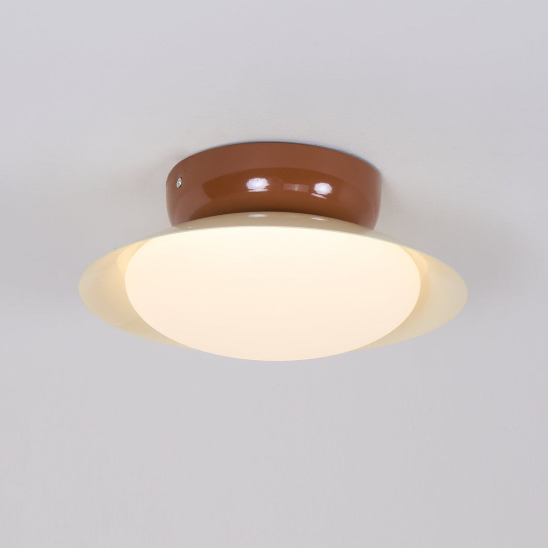 Ceiling Light Metal Dome 9.8 in LED Green Brown Bathroom Kitchen Flush Mount Fixture | Kalsten