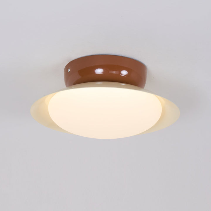 Ceiling Light Metal Dome 9.8 in LED Green Brown Bathroom Kitchen Flush Mount Fixture | Kalsten